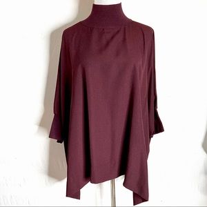 Babaton Burgundy Oversized Blouse High Neck Large